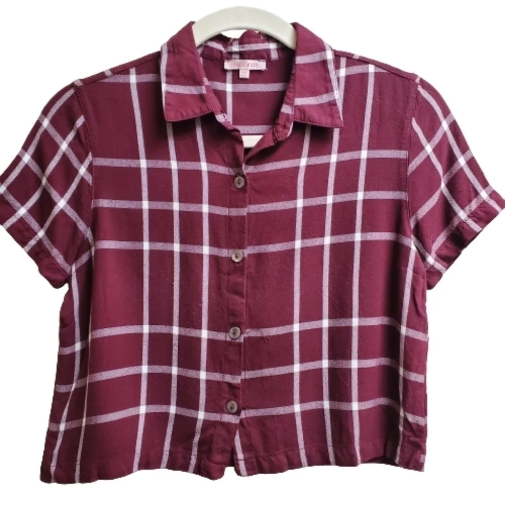 PacSun Lottie Moss Cropped Plaid‎ Button Up XS